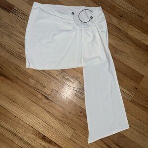 White Asymmetrical Skirt with Unique Design
